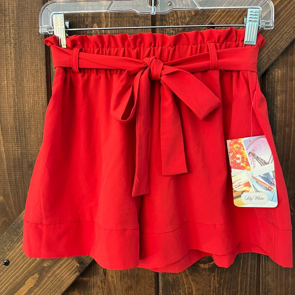 Red Shorts tie for bow XS NEW With Tags